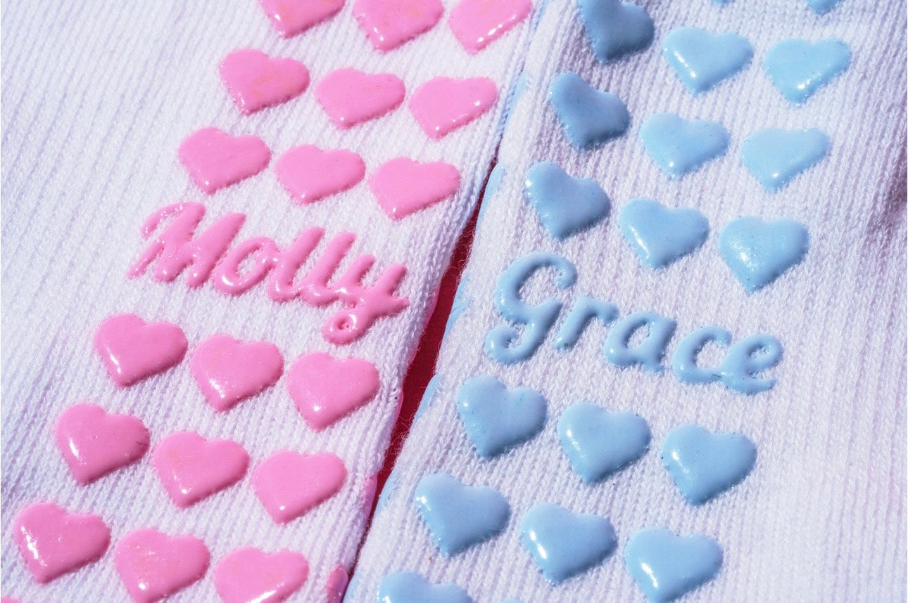 2 PACK: Pink & light blue coquette grip sock