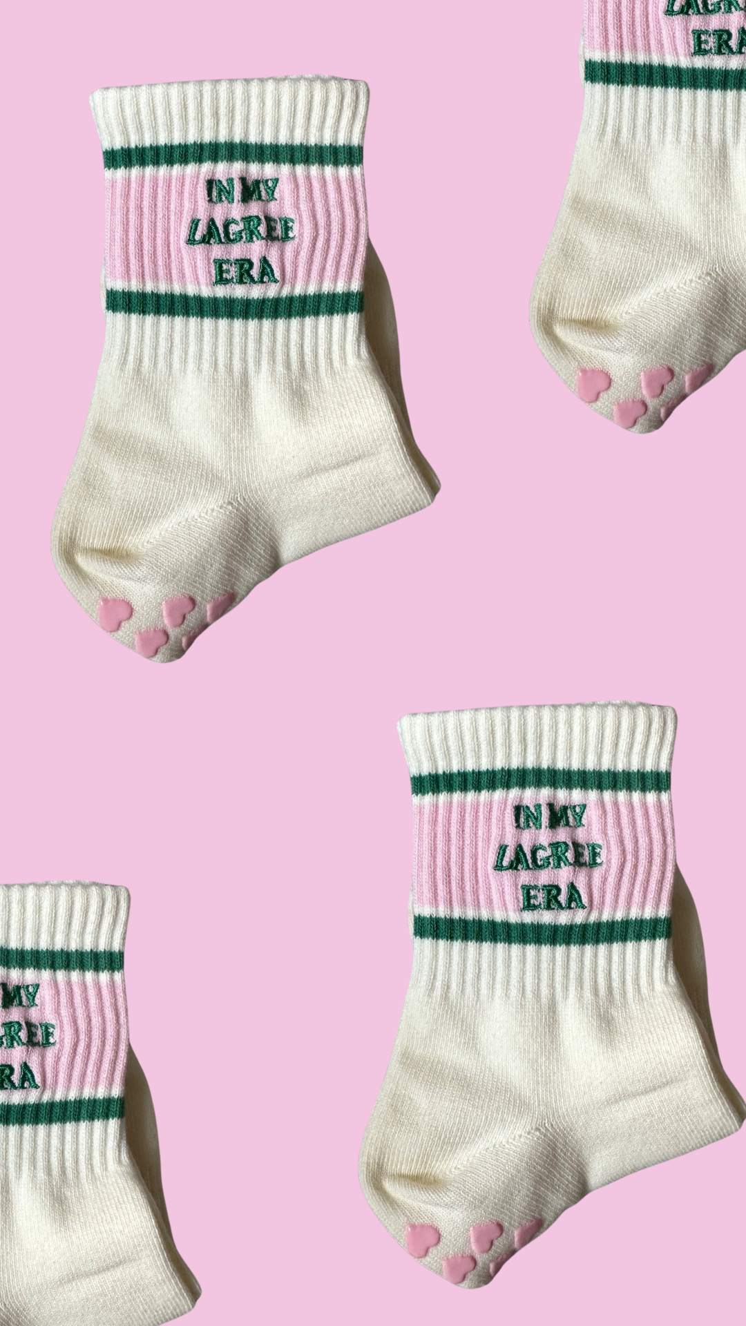 In My Lagree Era retro pink & green grip sock