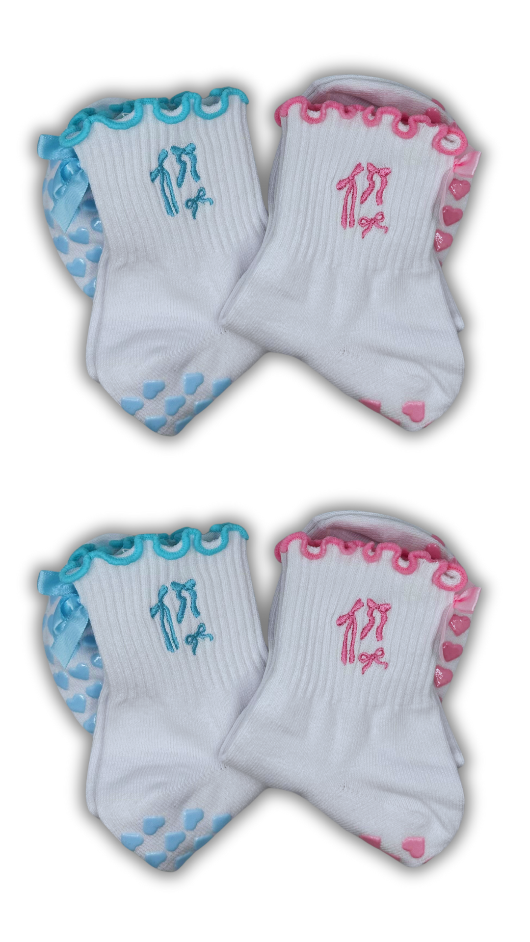 2 PACK: Pink & light blue coquette grip sock